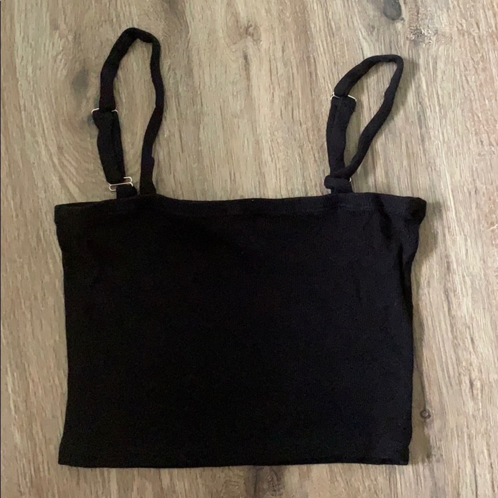 Black Ribbed Crop Top